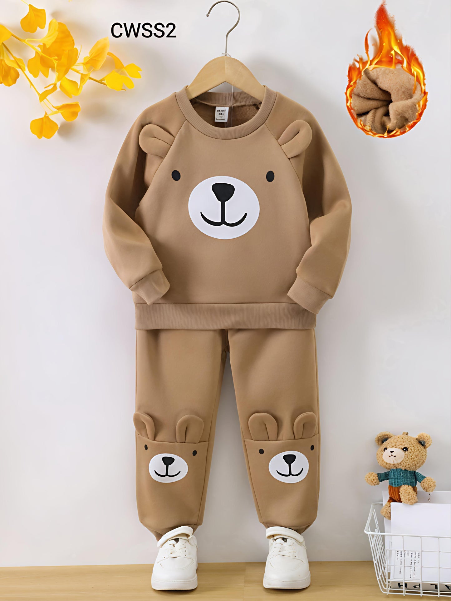 Kids Fashionable Sweater Set, Kids Clothing Print and Trousers Two-Piece Set