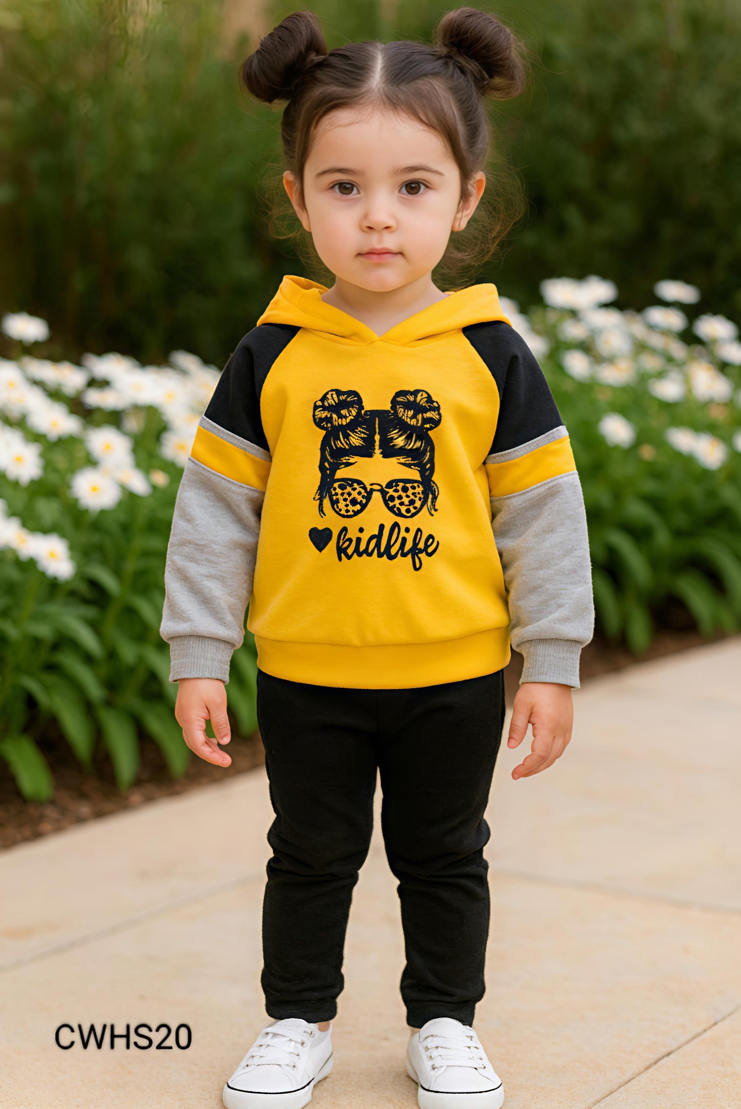 Kids Fashionable Hoodie Set, Kids Clothing Print and Trousers Two-Piece Set