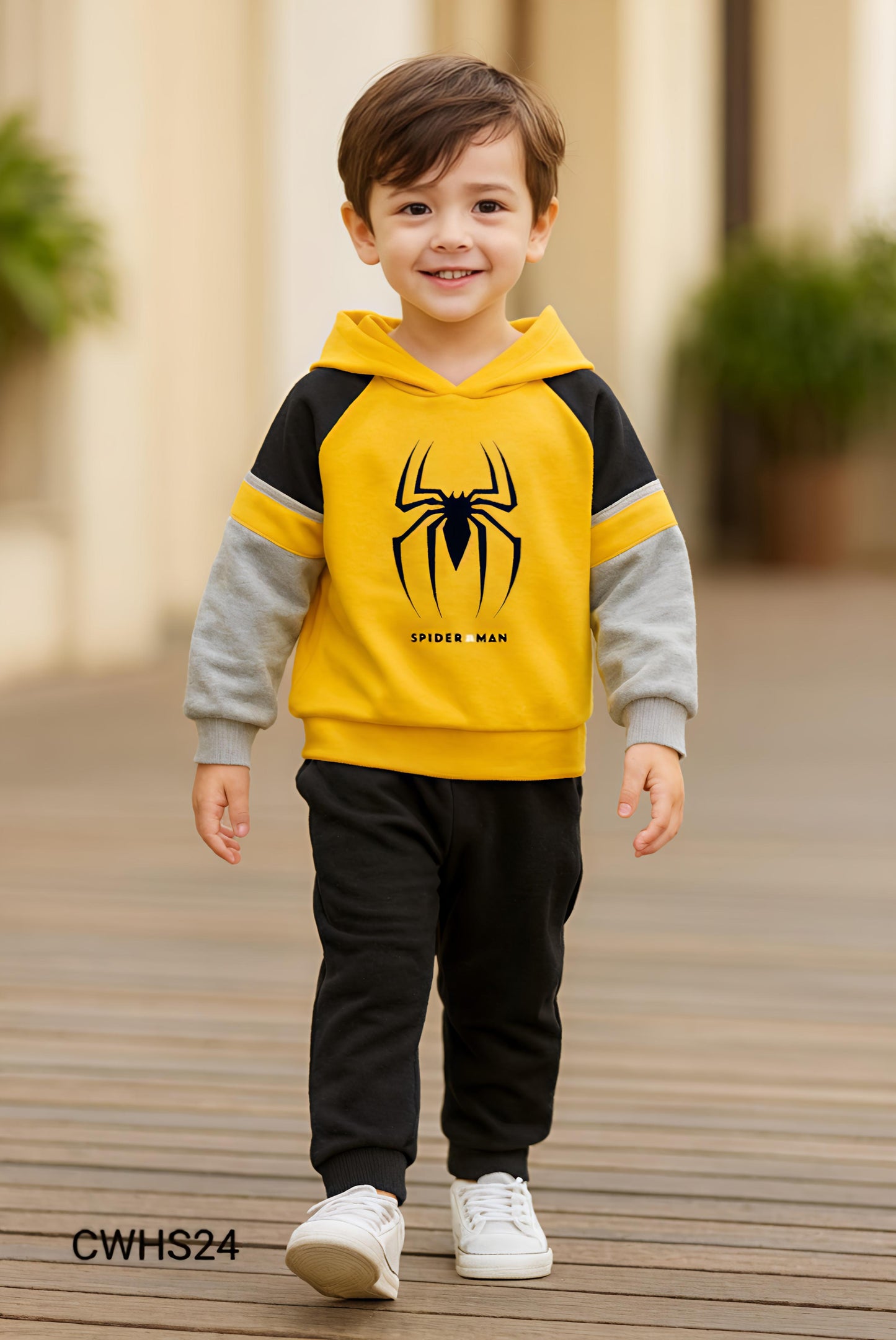 Kids Fashionable Hoodie Set, Kids Clothing Print and Trousers Two-Piece Set