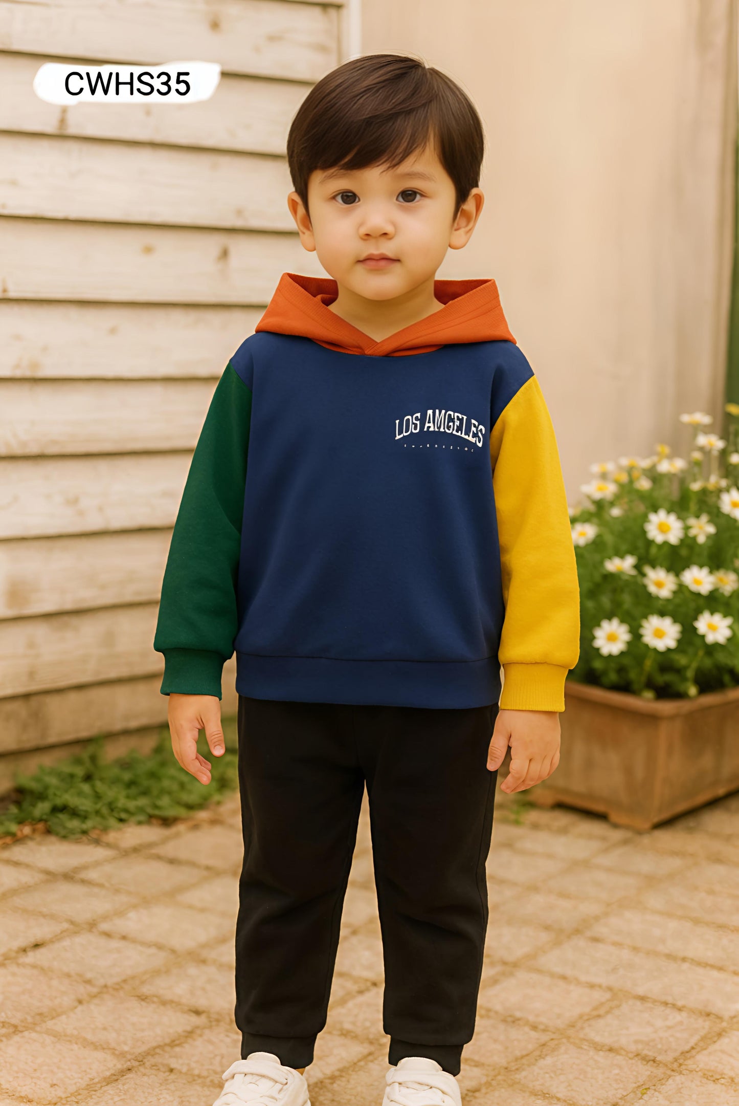 Kids Fashionable Hoodie Set, Kids Clothing Print and Trousers Two-Piece Set