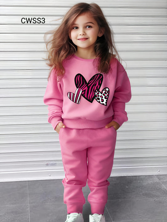 Kids Fashionable Sweater Set, Kids Clothing Print and Trousers Two-Piece Set