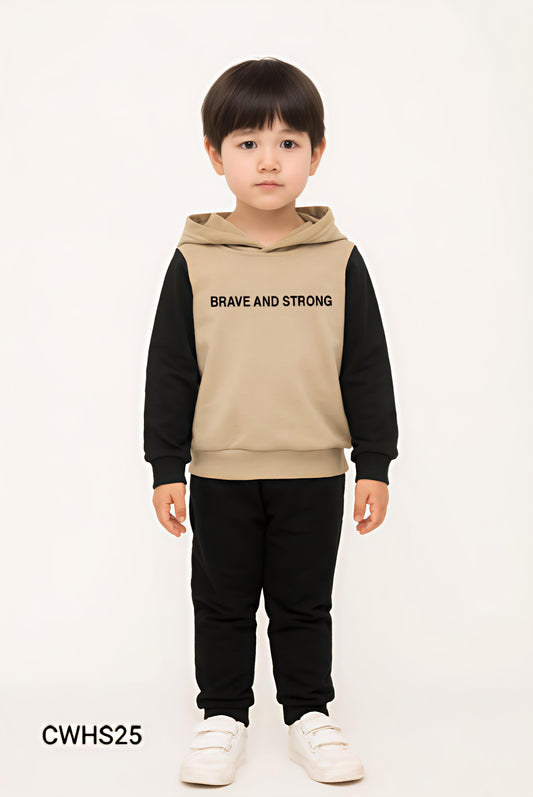 Kids Fashionable Hoodie Set, Kids Clothing Print and Trousers Two-Piece Set