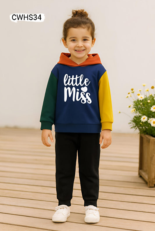 Kids Fashionable Hoodie Set, Kids Clothing Print and Trousers Two-Piece Set