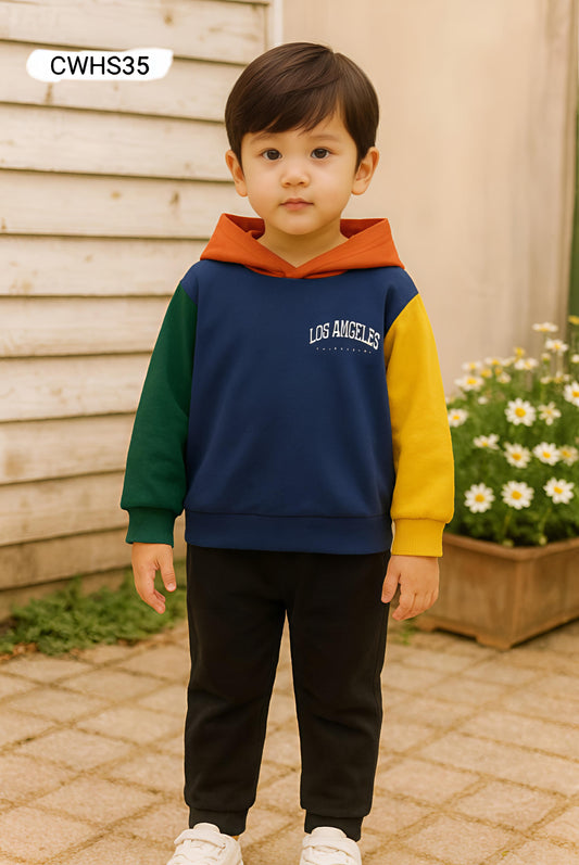 Kids Fashionable Hoodie Set, Kids Clothing Print and Trousers Two-Piece Set