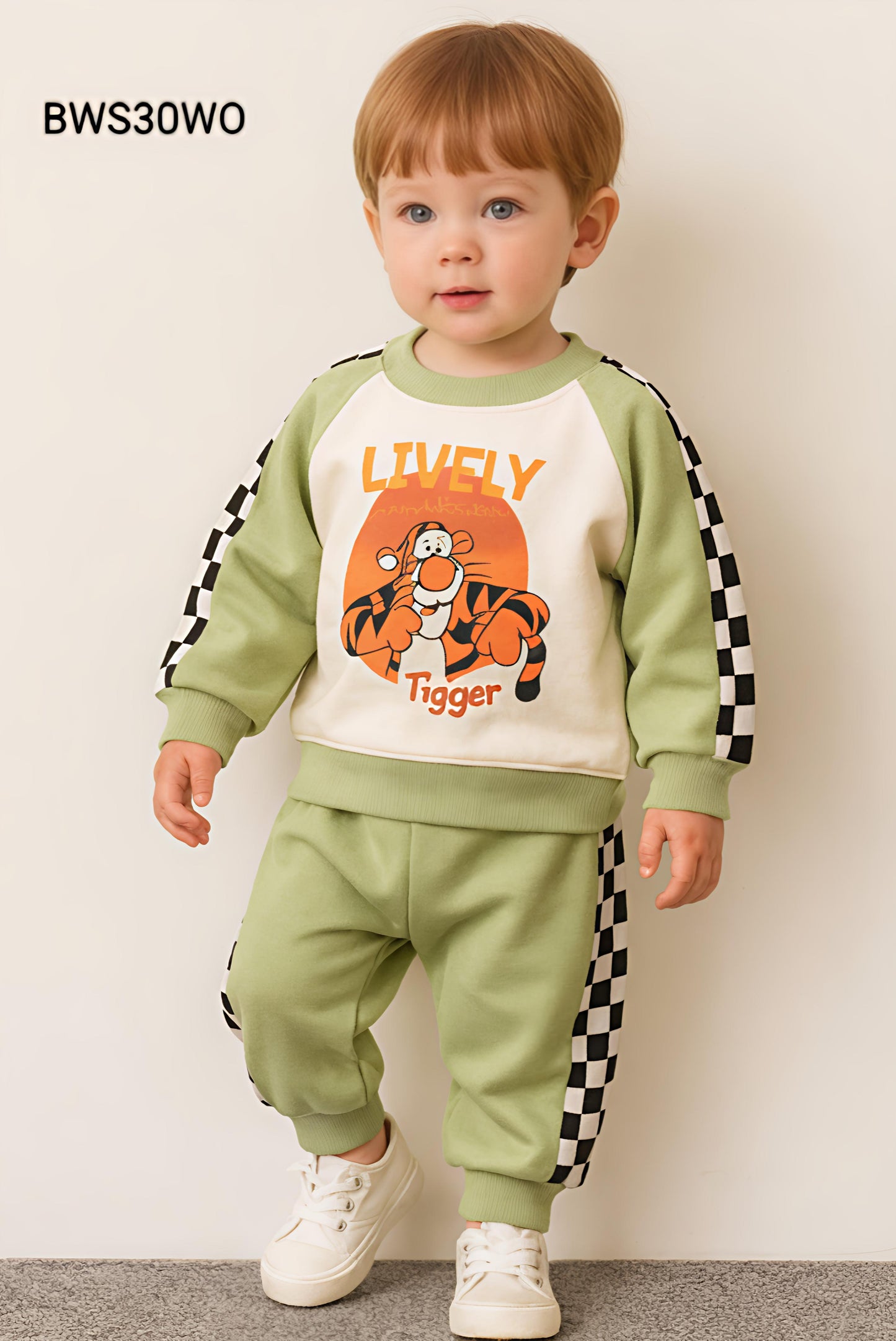 Kids Fashionable Sweater Set, Kids Clothing Print and Trousers Two-Piece Set