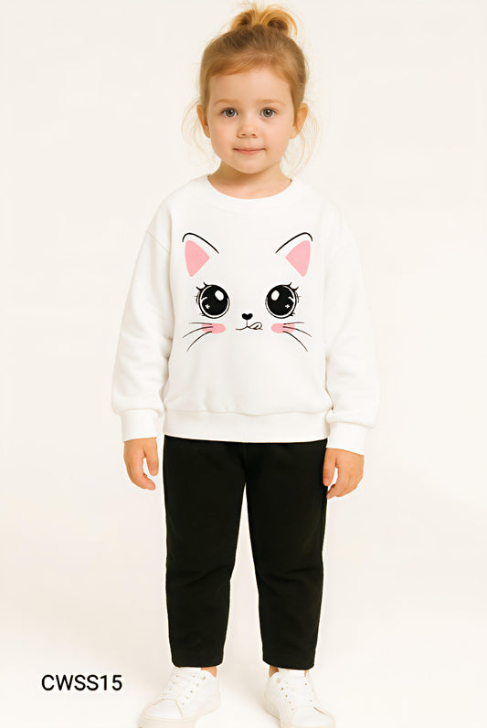 Kids Fashionable Sweater Set, Kids Clothing Print and Trousers Two-Piece Set