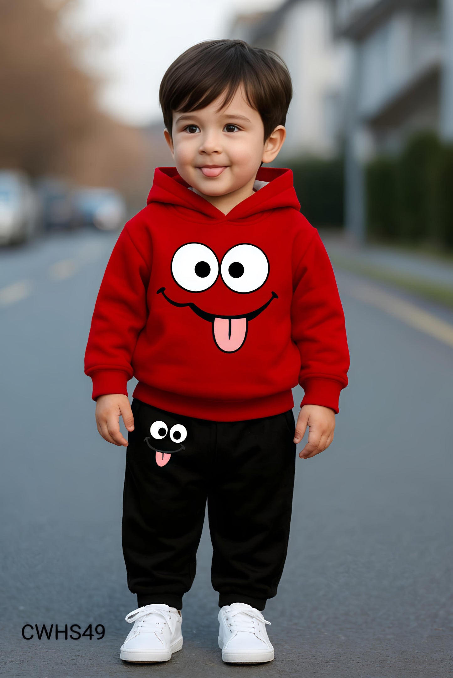 Kids Fashionable Hoodie Set, Kids Clothing Print and Trousers Two-Piece Set